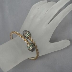 Ann Taylor LOFT natural leather stone bracelet